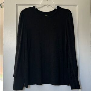 a.n.a Black Long Sleeve Puff Shoulder Sweater Women's Size L